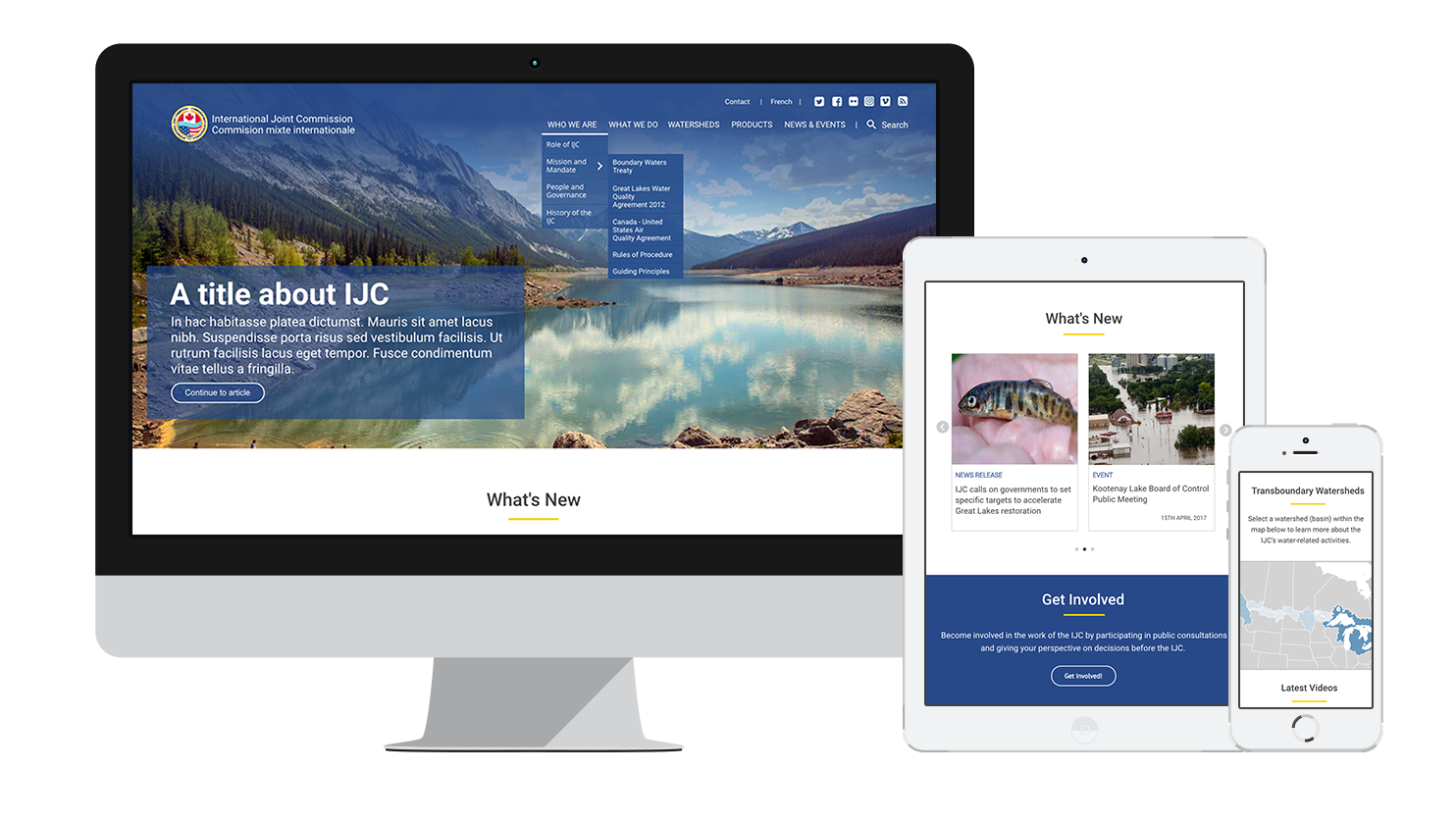 IJC screenshots on desktop, tablet, and mobile